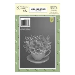 Lisa Horton Crafts - Floral Teacup 5" X 7" Embossing Folder With Die