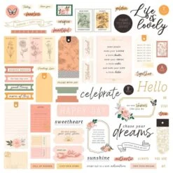 Rosie's Studio Golden Afternoon Cardstock Diecut Ephemera - Sentiments