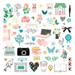 Rosie's Studio Hello It's Me! Embellishment Bundle -Woodland Scenics Shop 168834 Hello Its Me Cardstock Diecut Ephemera 118pk