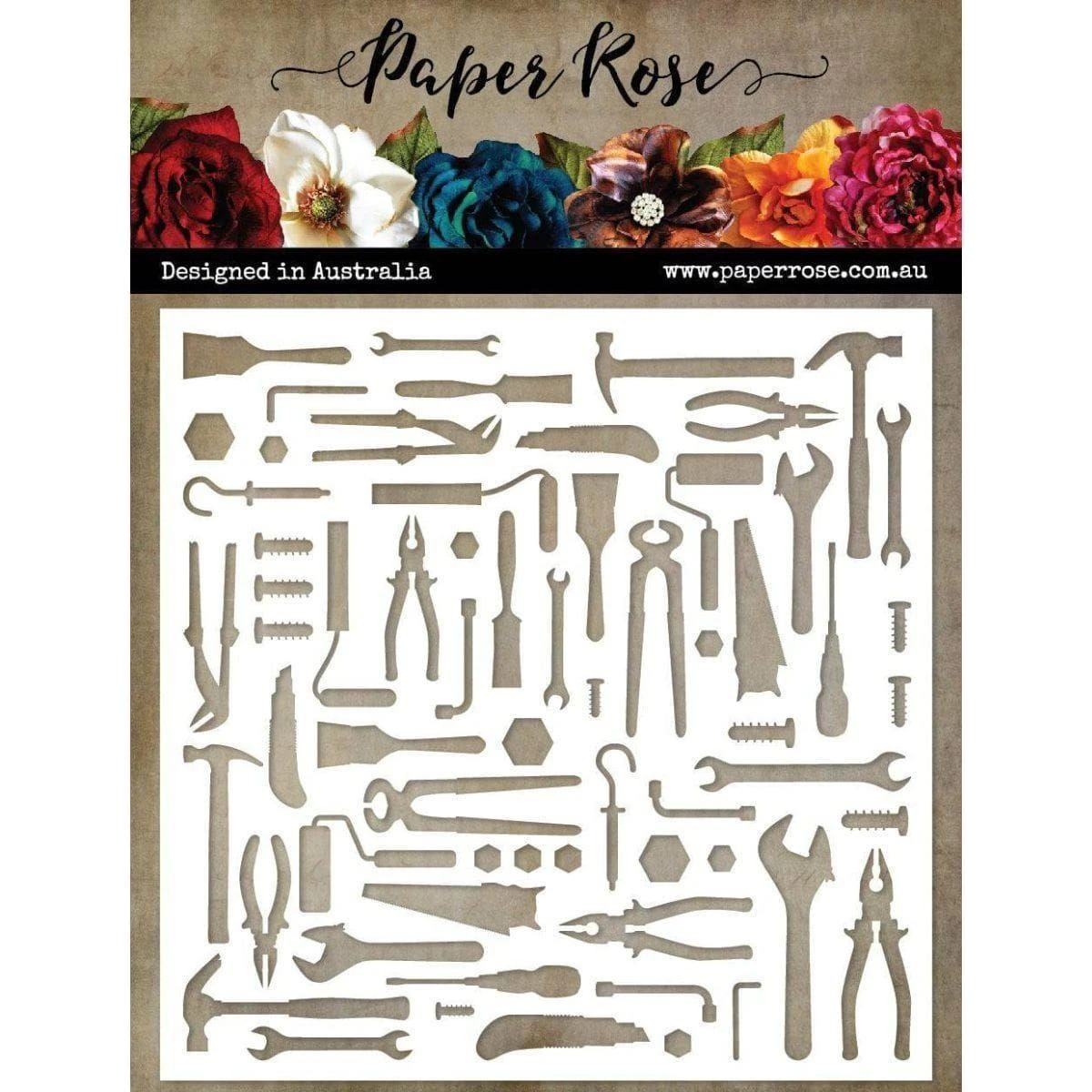 Paper Rose - Lots Of Tools 6x6" Stencil 1 Paper Rose - Lots Of Tools 6x6" Stencil