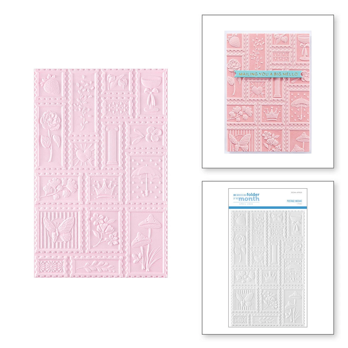 Postage Mosaic -3D Embossing Folder Of The Month 1 Postage Mosaic -3D Embossing Folder Of The Month