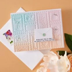 Postage Mosaic -3D Embossing Folder Of The Month 35 Postage Mosaic -3D Embossing Folder Of The Month -Woodland Scenics Shop 3EOM APR25 Product 1200x1200 Project 2