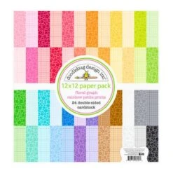 Doodlebug Floral-Graph Rainbow Petite Prints 12x12" Cardstock Paper Pack