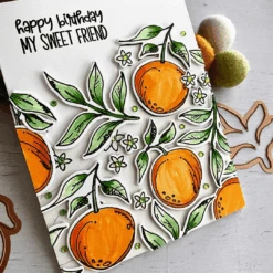 Sketched Citrus Clear Stamp And Die Setby Simon Hurley -Woodland Scenics Shop AngieCimbaloJune2023S4 1287HUR81210SketchedCitrusc