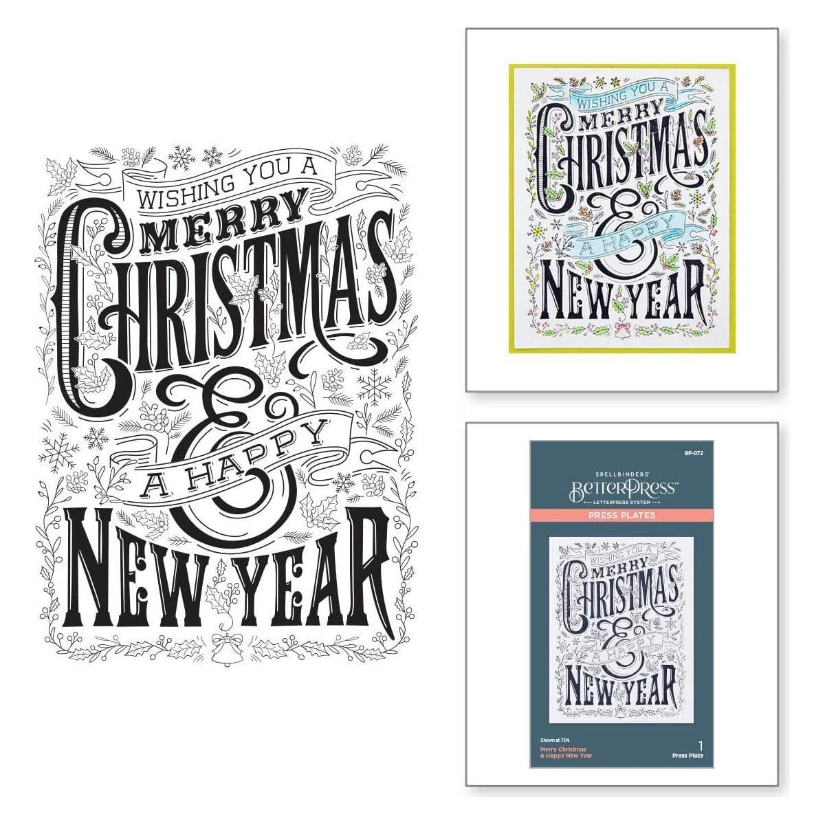 Merry Christmas & Happy New Year Press Plate From The BetterPress Christmas Collection 1 Merry Christmas & Happy New Year Press Plate From The BetterPress Christmas Collection