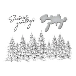 Seasons Greetings Evergreens Press Plate & Die Set From The More BetterPress Christmas Collection -Woodland Scenics Shop BP 073 More BetterPress Christmas Season s Greetings Evergreens Color