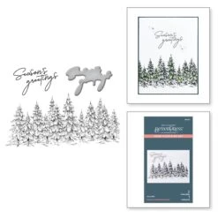 Seasons Greetings Evergreens Press Plate & Die Set From The More BetterPress Christmas Collection