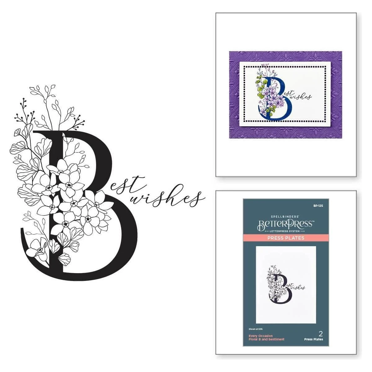 Floral B And Sentiment Press Plate From The Every Occasion Floral Alphabet Collection 1 Floral B And Sentiment Press Plate From The Every Occasion Floral Alphabet Collection