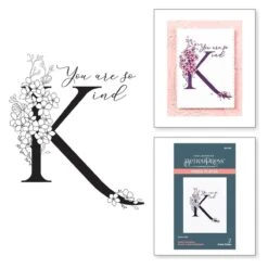 Floral K And Sentiment Press Plate From The Every Occasion Floral Alphabet Collection