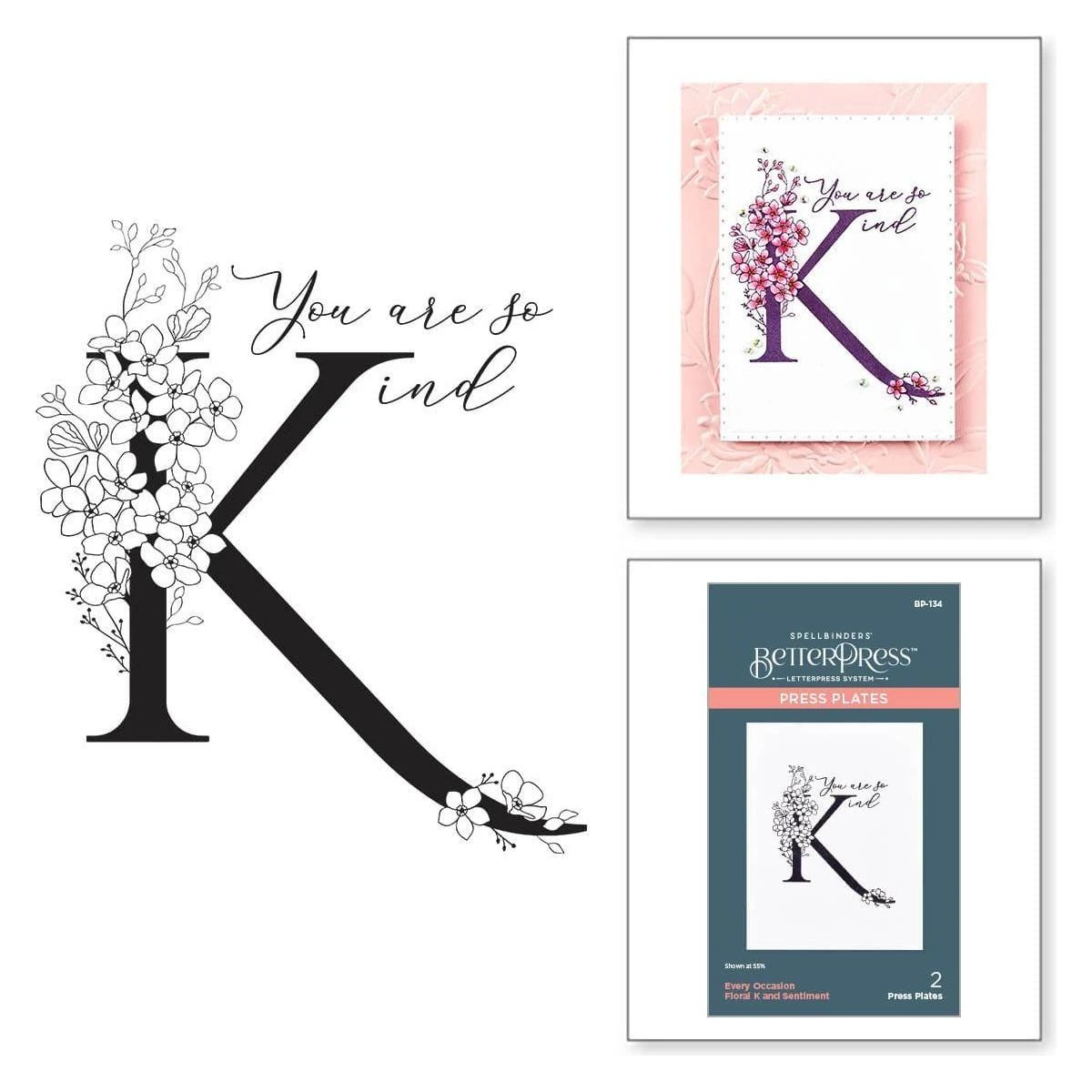 Floral K And Sentiment Press Plate From The Every Occasion Floral Alphabet Collection 1 Floral K And Sentiment Press Plate From The Every Occasion Floral Alphabet Collection