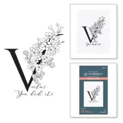 Floral V And Sentiment Press Plate From The Every Occasion Floral Alphabet Collection