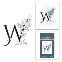 Floral W And Sentiment Press Plate From The Every Occasion Floral Alphabet Collection