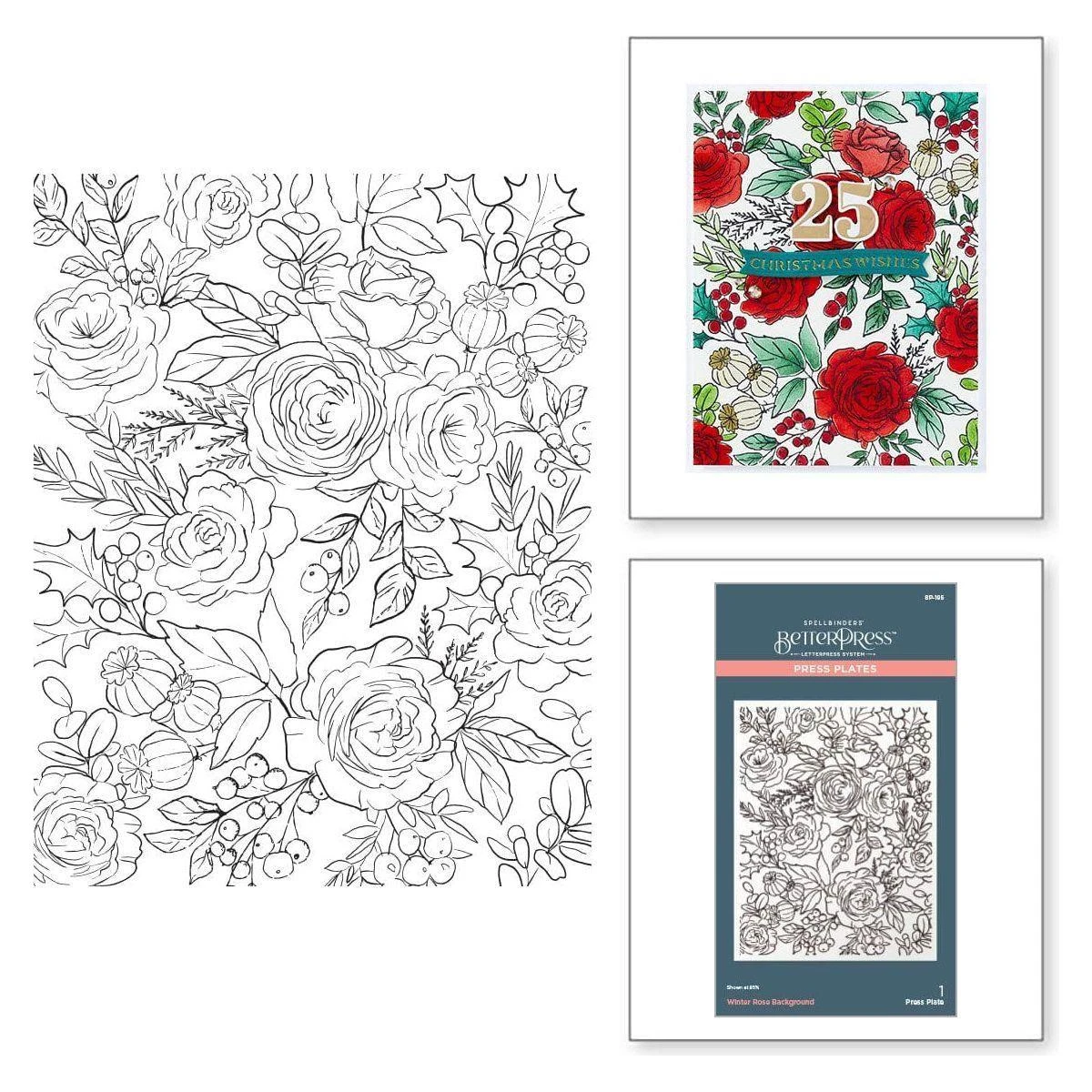 Winter Rose Background BetterPress And Stencil Bundle From The Handmade Holidays Collection 7 Winter Rose Background BetterPress And Stencil Bundle From The Handmade Holidays Collection - Image 7