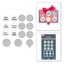 Festive Circle Sentiments Press Plates & Die Set From The Essential Holiday Collection By Lisa Horton