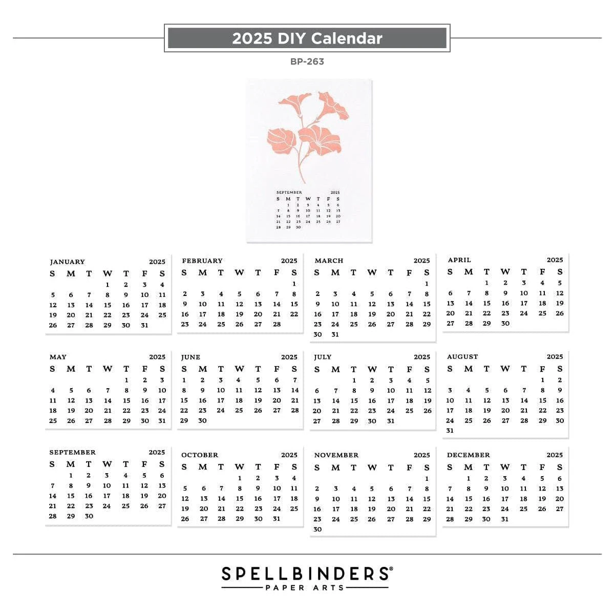 2025 DIY Calendar Press Plates And DIY Easel BetterPress Dies Bundle From The Florals Through The Year Collection 12 2025 DIY Calendar Press Plates And DIY Easel BetterPress Dies Bundle From The Florals Through The Year Collection - Image 12