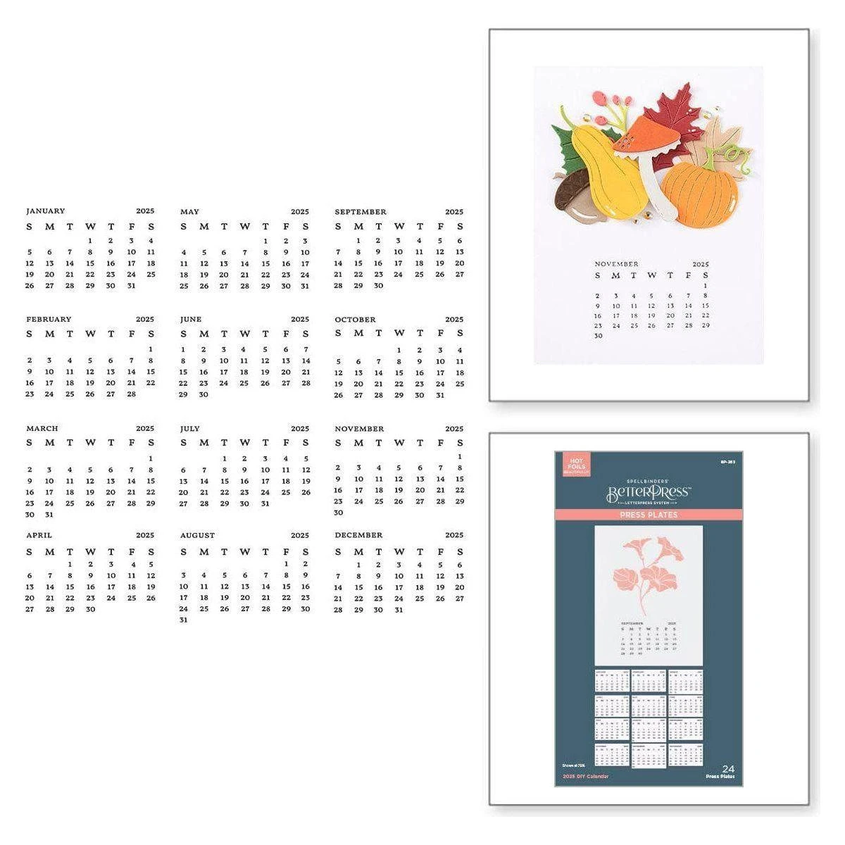 2025 DIY Calendar Press Plates And DIY Easel BetterPress Dies Bundle From The Florals Through The Year Collection 14 2025 DIY Calendar Press Plates And DIY Easel BetterPress Dies Bundle From The Florals Through The Year Collection - Image 14
