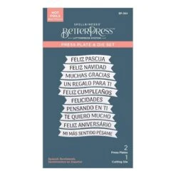 Spanish Sentiments BetterPress Plate & Die Set From The International Sentiments Collection -Woodland Scenics Shop BP 264 International Sentiments Spanish Sentiments Pac