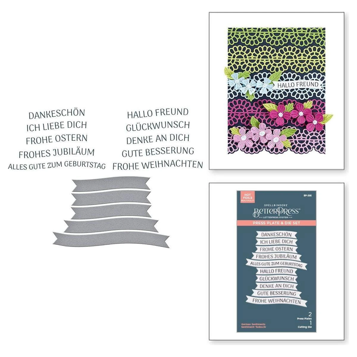 German Sentiments BetterPress Plate & Die Set From The International Sentiments Collection 1 German Sentiments BetterPress Plate & Die Set From The International Sentiments Collection