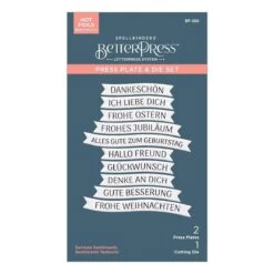 German Sentiments BetterPress Plate & Die Set From The International Sentiments Collection 11 German Sentiments BetterPress Plate & Die Set From The International Sentiments Collection -Woodland Scenics Shop BP 266 International Sentiments German Sentiments Pac