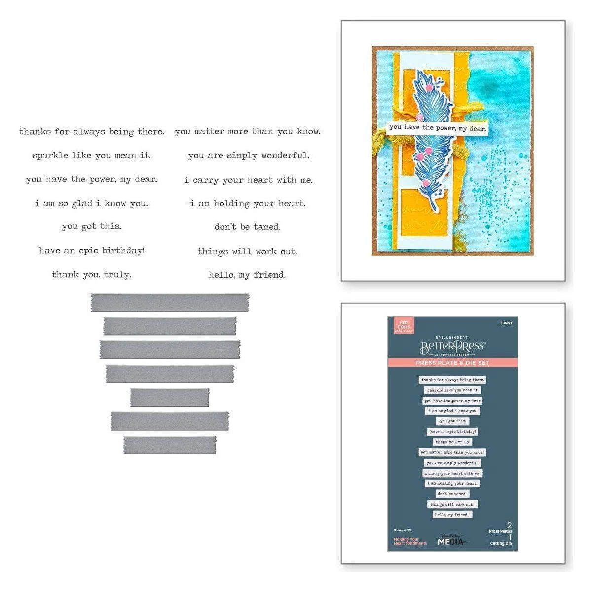 Holding Your Heart Sentiments BetterPress Plates & Die Set From The Collaged Birds Collection By Dina Wakley 1 Holding Your Heart Sentiments BetterPress Plates & Die Set From The Collaged Birds Collection By Dina Wakley