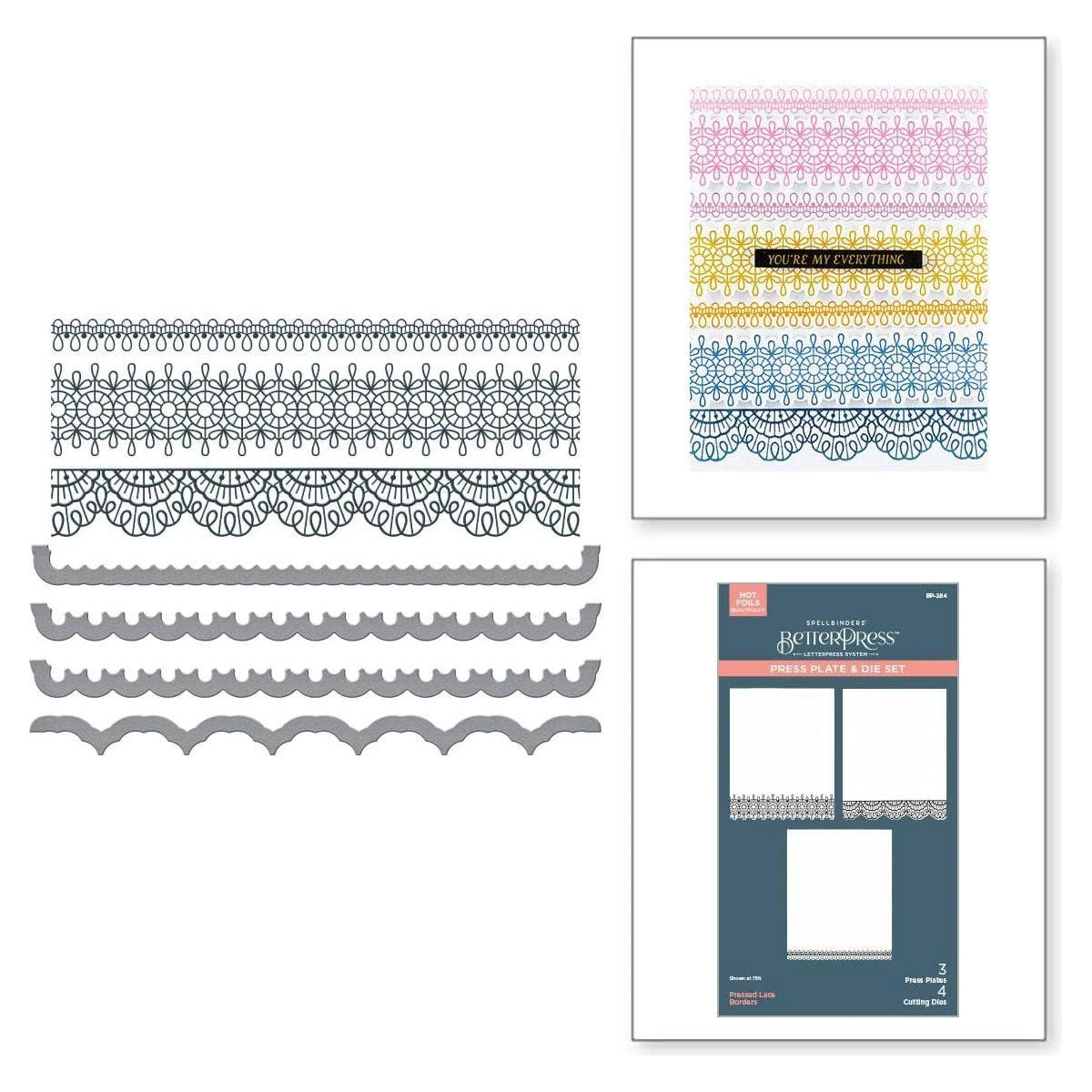 Pressed Lace Borders Press Plate & Die Set From The Vivid Expressions Collection 1 Pressed Lace Borders Press Plate & Die Set From The Vivid Expressions Collection