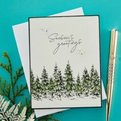 Seasons Greetings Evergreens Press Plate & Die Set From The More BetterPress Christmas Collection -Woodland Scenics Shop BPChristmas2Card6