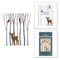 Birch Trees Registration Press Plates & Die Set From The Dancin' Christmas Friends Collection