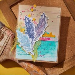 Feather Dream BetterPress Plates & Die Set From The Collaged Birds Collection By Dina Wakley 16 Feather Dream BetterPress Plates & Die Set From The Collaged Birds Collection By Dina Wakley -Woodland Scenics Shop BPR 025 Collaged Birds Dina Wakley Feather Dream Project 2