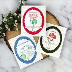 Florals Through The Year BetterPress Plates Bundle -Woodland Scenics Shop C1575NTB1576 1577BetterpressMonthlyFlower3Cards2