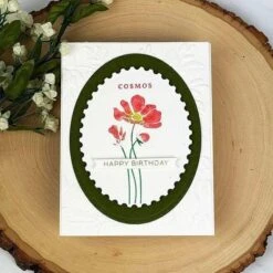 October Cosmos Press Plates From The Florals Through The Year Collection -Woodland Scenics Shop C1576NTBHappyBirthdayCosmosFlowerBPCard1