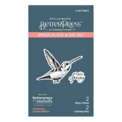 Deluxe Caboodle Bonus - Fluttering Hummingbird Press Plate & Die Set - Coordinating February 2024 BetterPress Plate Of The Month Club -Woodland Scenics Shop CLBP FEB24 Pac