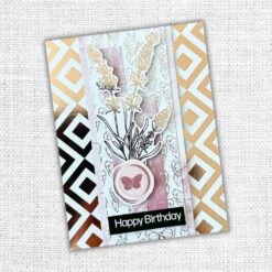 Paper Rose - Gold Foil Lavender & Roses 12x12 Deluxe Paper Collection -Woodland Scenics Shop CardSample1PR33217