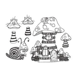 Royal Acme Toadstool Tales Cling Stamps By Dyan Reaveley 13 Royal Acme Toadstool Tales Cling Stamps By Dyan Reaveley -Woodland Scenics Shop DYR 10010 Dyan Reaveley Coordinating Dies Toadstool Tales Color