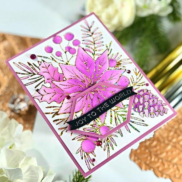 Full Bloom Poinsettia Glimmer Hot Foil Plate And Stencil Bundle From The Glimmer For The Holidays Collection 6 Full Bloom Poinsettia Glimmer Hot Foil Plate And Stencil Bundle From The Glimmer For The Holidays Collection - Image 6