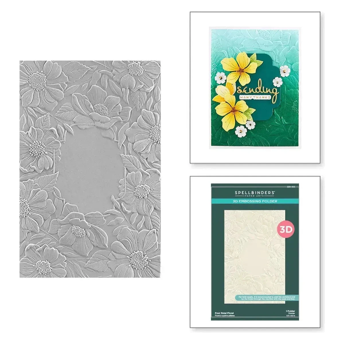 Four Petal Floral 3D Embossing Folder From The Four Petal Collection 1 Four Petal Floral 3D Embossing Folder From The Four Petal Collection