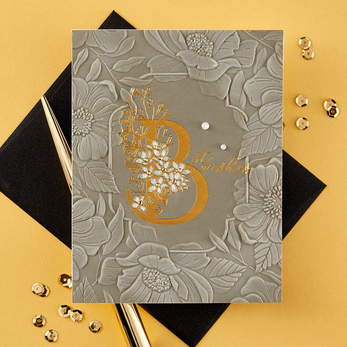 Floral B And Sentiment Press Plate From The Every Occasion Floral Alphabet Collection 2 Floral B And Sentiment Press Plate From The Every Occasion Floral Alphabet Collection - Image 2