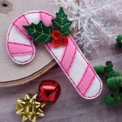 Felt Candy Cane Etched Dies From The Felt Stitch & Create Collection By Nichol Spohr -Woodland Scenics Shop FeltStitch Create CandyCane SuzannaLee 01