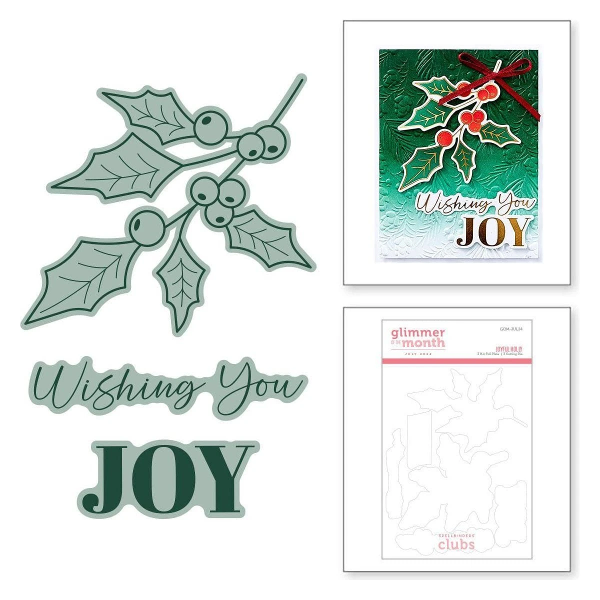Joyful Holly - Glimmer Hot Foil Kit Of The Month (Plates & Die Only) 1 Joyful Holly - Glimmer Hot Foil Kit Of The Month (Plates & Die Only)