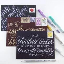 Sakura Gelly Roll Pens Hot Metallic, 5pk (Gold, Silver, Blue, Emerald, Purple) 7 Sakura Gelly Roll Pens Hot Metallic, 5pk (Gold, Silver, Blue, Emerald, Purple) -Woodland Scenics Shop GellyRoll Metallic Envelope HeatherBrock 2