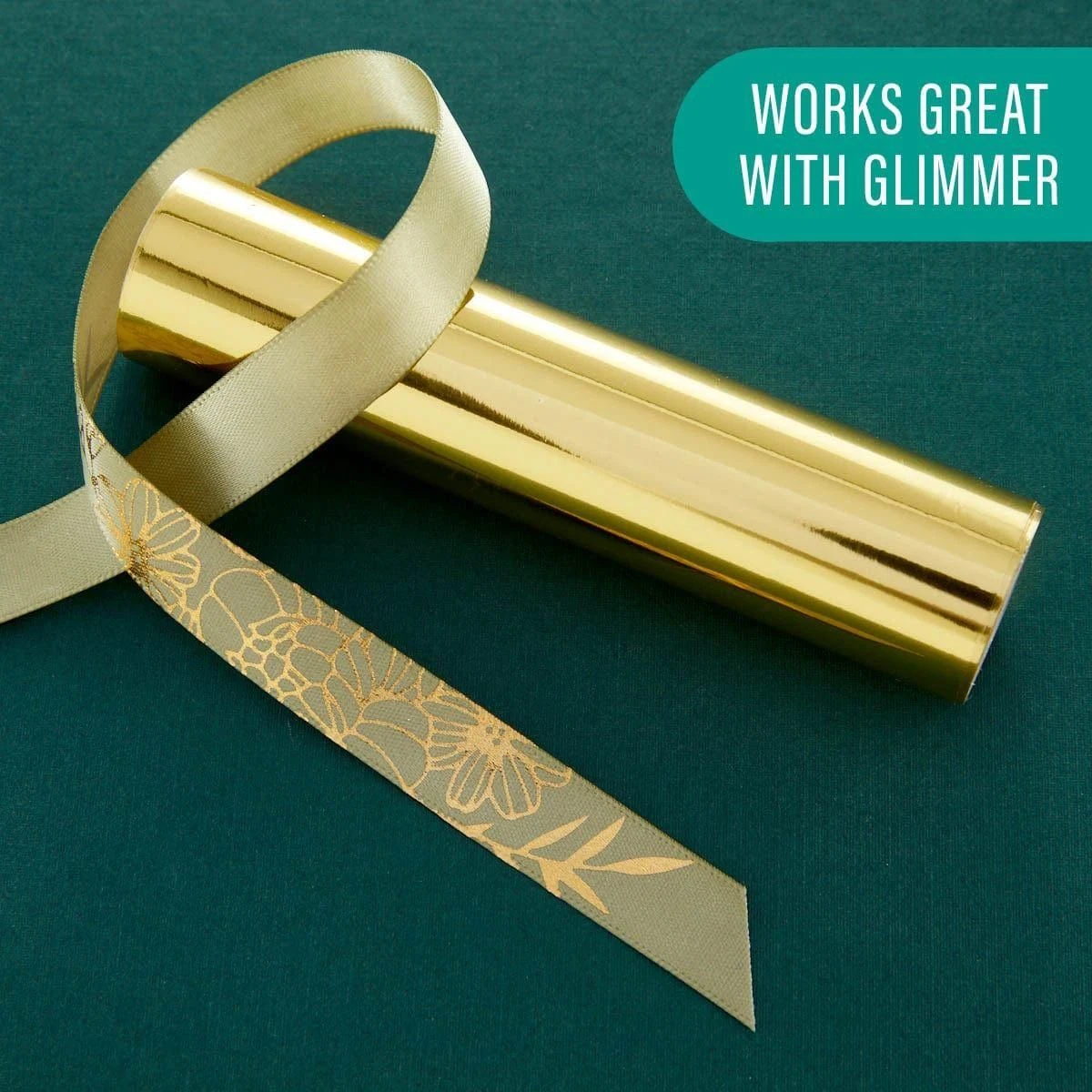 Vivant - Double Face Satin Green Gold Ribbon - 27 Yards 2 Vivant - Double Face Satin Green Gold Ribbon - 27 Yards - Image 2