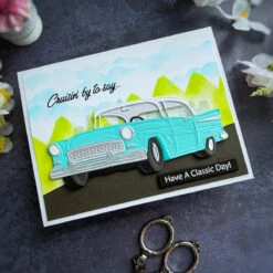 Cruisin' By Sentiments Clear Stamp & Die Set From The Classic Road Legends Collection By Mindy Eggen -Woodland Scenics Shop HeejungHunsbergerClassicRoadRegendsCollectionA2