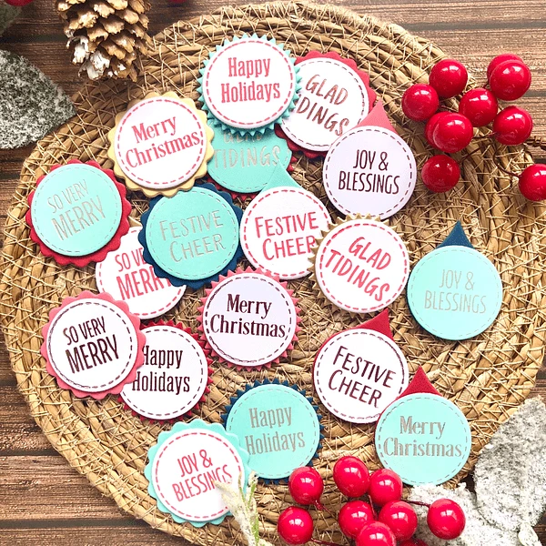 Festive Circle Sentiments Press Plates & Die Set From The Essential Holiday Collection By Lisa Horton 2 Festive Circle Sentiments Press Plates & Die Set From The Essential Holiday Collection By Lisa Horton - Image 2