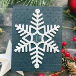 Stitched Snowflake Card Front - Stitching Die Of The Month -Woodland Scenics Shop Jennifer Kotas 2023 DOMST JUL23 2