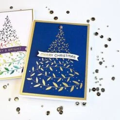 Comfort & Joy Sentiments Hot Foil Plate & Die Set From The Glimmer For The Holidays Collection -Woodland Scenics Shop KarenBrown 2023 GlimmerfortheHolidays Blue