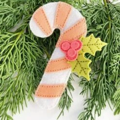 Felt Candy Cane Etched Dies From The Felt Stitch & Create Collection By Nichol Spohr -Woodland Scenics Shop Lindsey Larsen 2024 FeltStitch Create FeltCandyCane2