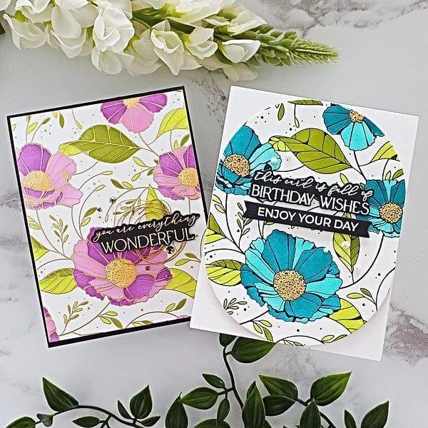 Cosmos Backdrop BetterPress And Stencil Bundle From The Pressed Posies Collection 6 Cosmos Backdrop BetterPress And Stencil Bundle From The Pressed Posies Collection - Image 6