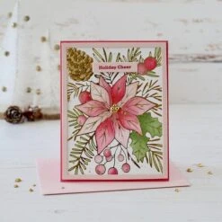 Full Bloom Poinsettia Glimmer Hot Foil Plate And Stencil Bundle From The Glimmer For The Holidays Collection 20 Full Bloom Poinsettia Glimmer Hot Foil Plate And Stencil Bundle From The Glimmer For The Holidays Collection -Woodland Scenics Shop MelodyRuppleBD 0774Aug23 1