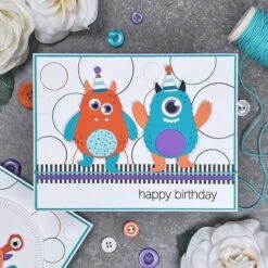 Monster Birthday Die And Clear Stamp Bundle -Woodland Scenics Shop Michelle Woerner 0124 Monster Birthday card 2