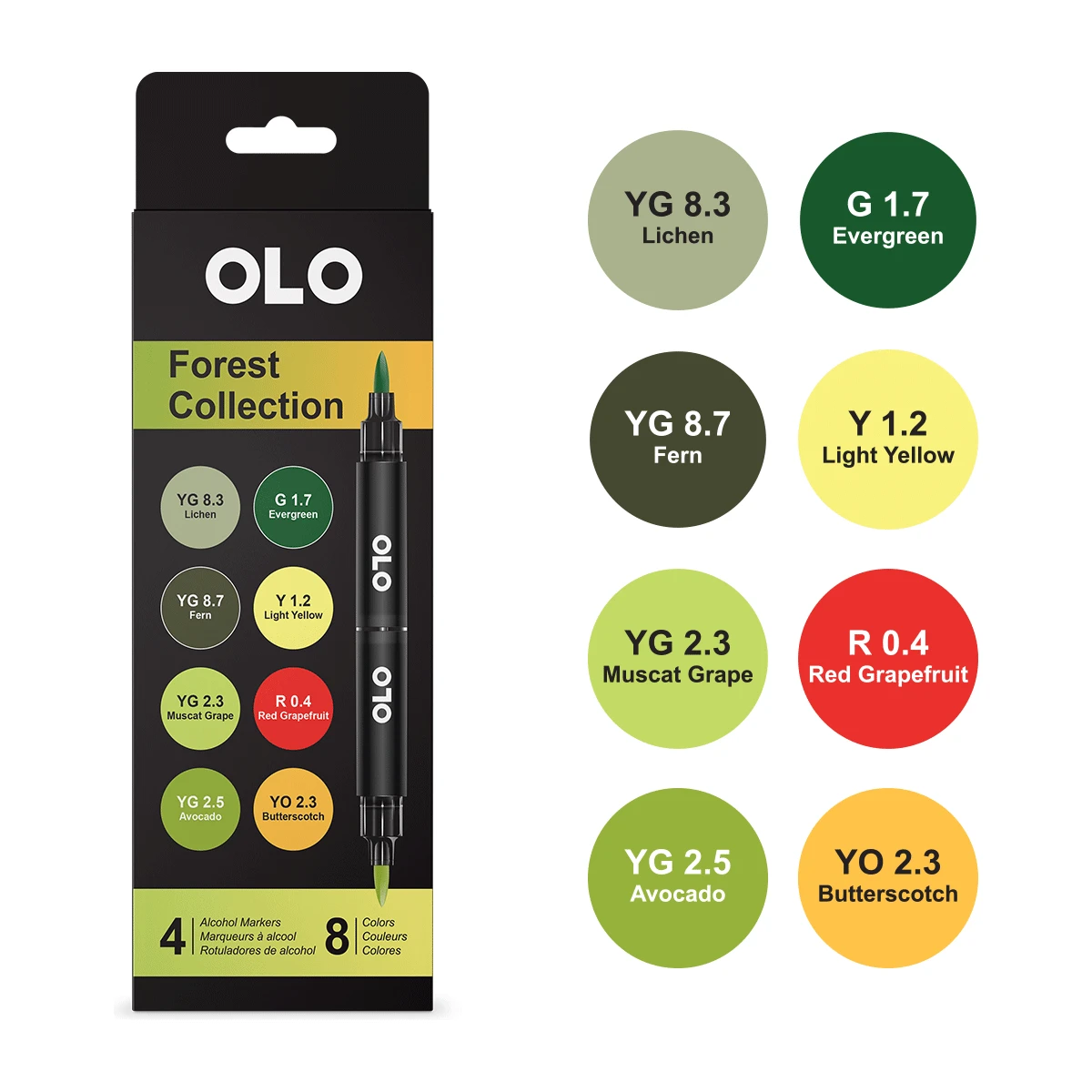 OLO Forest Alcohol Markers - 8 Colors 4pc. Set 5 1 OLO Forest Alcohol Markers - 8 Colors 4pc. Set 5