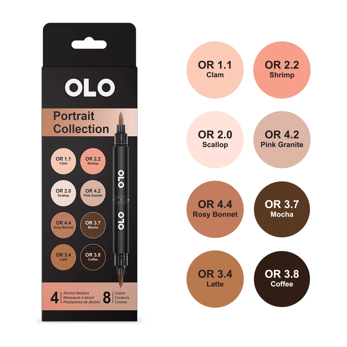 OLO Portrait Alcohol Markers - 8 Colors 4pc. Set 6 1 OLO Portrait Alcohol Markers - 8 Colors 4pc. Set 6